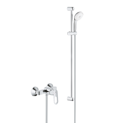 Pack Douche Complet – Paroi Walk-In 120x200 Chrome + Colonne Grohe Tempesta 3 Jets + Receveur Marbre Coulé Blanc 120x80 (SAT120C