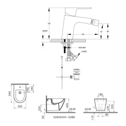 Vitra Integra bidet suspendu 35,5x54 cm + trop-plein + Optima Cube Way by Siko Mitigeur bidet (7042-0288CU235)  Vitra Integra bidet suspendu 35,5x54 cm + trop-plein + Optima Cube Way by Siko Mitigeur bidet (7042-0288CU235)