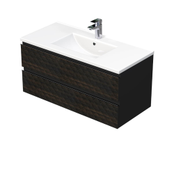 Cube Way 100x47,5x46 cm meuble de salle de bain suspendu 2 tiroirs avec lavabo en céramique, marron mat (CUBE3D1002ZHMOD) Cube Way 100x47,5x46 cm meuble de salle de bain suspendu 2 tiroirs avec lavabo en céramique, marron mat (CUBE3D1002ZHMOD)