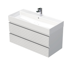Cube Way 100x47,5x46 cm meuble de salle de bain suspendu 2 tiroirs avec lavabo en céramique, blanc mat (CUBE3D461002ZBSAT) Cube Way 100x47,5x46 cm meuble de salle de bain suspendu 2 tiroirs avec lavabo en céramique, blanc mat (CUBE3D461002ZBSAT)