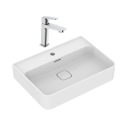 Strada II lavabo 600x430 mm 1 trou + Swiss Aqua Technologies mitigeur lavabo, sans tirette, chrome (T300001SATBSF271)