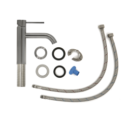  Strada II Lavabo 600x430 mm 1 trou + Swiss Aqua Technologies Aurum mitigeur lavabo sur pied, noir mat (T300001SAT271BGM)