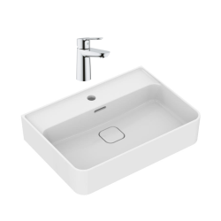 Strada II Lavabo 600x430 mm 1 trou + Grohe mitigeur monocommande, 1/2" pour lavabo taille S, chrome (T300001G23330000)