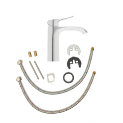 Infinitio mitigeur de lavabo avec bec cascade, sans vidage, chrome SATBSINF271 avec une garantie de 5 ans