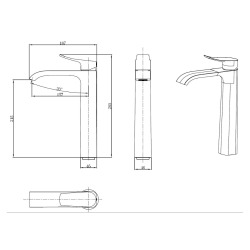 Infinitio mitigeur de lavabo haut, sans vidage, noir mat SATBSINF285C avec une garantie de 5 ans