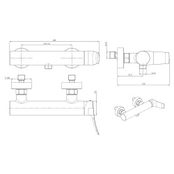Infinitio mitigeur de douche monocommande mural, sans ensemble de douche, noir mat SATBSINF268C avec une garantie de 5 ans