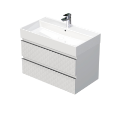 Cube Way 80x47,5x46 cm meuble de salle de bain suspendu avec lavabo en céramique, blanc mat (CUBE3D46802ZBSAT)