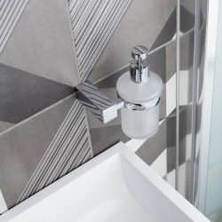 Multi distributeur de savon en verre dépoli, chrome (ELE99)