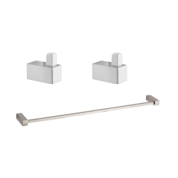 Multi set de deux crochets de salle de bain + porte-serviettes 1 barre, longueur de 60 cm, chrome (ELEMULTI-SET2)