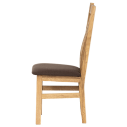 102x57x49 cm chaise de salle à manger en bois de chêne massif naturel, revêtement en tissu, brun chocolat (C2100BR2)