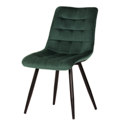 87x62x50 cm chaise de salle à manger style industriel en tissu velours vert, base en métal poudré noir (CT384GRN4)