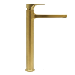 DARK mitigeur lavabo XL, or brossé + Ceramia PixL 50x36,5x12 cm vasque à poser, sans trop-plein, blanc (SAT285PBZCEPX5037)