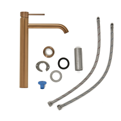 Aurum mitigeur lavabo en inox, or rose + Ceramia PixL 50x37,5x13,5 cm vasque à poser, sans trop-plein, blanc (SAT285BRGCEPX4937)