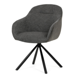 81x60x58 cm chaise de salle à manger design industriel en tissu gris, pivotante à 90°, pieds en métal noir (DCHY1143GREY2)