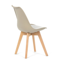 82x56x48 cm 4X chaises de salle à manger design scandinave en plastique cappuccino, pieds en bois massif (CTX7055WT)