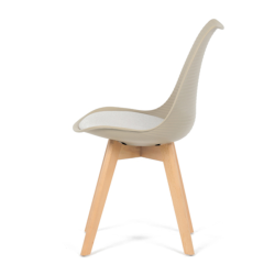 82x56x48 cm 4X chaises de salle à manger design scandinave en plastique cappuccino, pieds en bois massif (CTX7055WT)