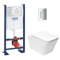 Rapid SL pack WC bâti autoportant + WC suspendu sans bride Swiss Aqua Technologies + abattant + plaque (GRRSTINFWR02MAN-FR)