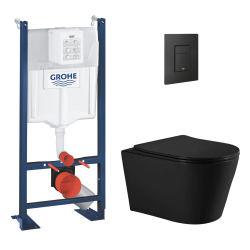 Rapid SL pack WC bâti autoportant + WC suspendu sans bride Ceramia avec abattant SoftClose + plaque (GRRCE14BMT02MAN-FR)