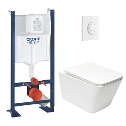 Rapid SL pack WC bâti autoportant + WC suspendu sans bride Swiss Aqua Technologies + abattant + plaque (GRRSTINFWR03MAN-FR)