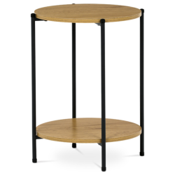 56x44x44 cm table d'appoint ronde en MDF, décor chêne sauvage, pieds en métal laqué noir (CTG1005OAK)