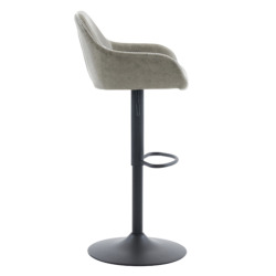 Lot de 2 chaises de bar réglables 108x51x50 cm en écocuir gris, pieds métal noir, design industriel (AUB716GREY3)