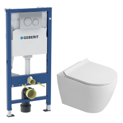 Dofix pack WC bâti-support + WC suspendu sans bride Ceramia PixL avec abattant SoftClose + plaque chrome (GEBCEPXWT010-FR)