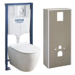 Solido + pack WC 4 en 1 + WC sans bride Ceramia PixL avec abattant SoftClose + plaque (GRCEPXWT04-FR)