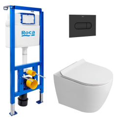 Pack WC bâti-support + WC suspendu sans bride Ceramia PixL avec abattant SoftClose + plaque (ROCEPXWT01-FR)