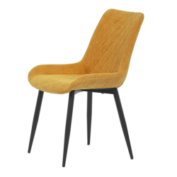 83x65x54 cm x4 chaises de salle à manger design industriel en tissu jaune, pieds en métal noir(DCL218YEL2)