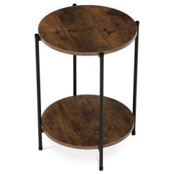 44x56 cm table de chevet design industriel en MDF décor bois vieilli, pieds en métal laqué noir (CTG1005OLW)