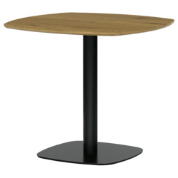 80x71 cm table de salle à manger design industriel en MDF marron, décoration chêne, pieds en métal noir(DTX7117OAK)