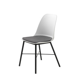 83x54x47 cm x2 chaises de salle à manger en polyester blanc, pieds en métal noir (36611001)