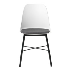 83x54x47 cm x2 chaises de salle à manger en polyester blanc, pieds en métal noir (36611001)