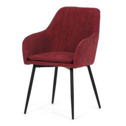 84x57x55 cm x2 chaises de salle à manger rembourrées en tissu rouge, design industriel, pieds en métal noir (DCL221RED2)