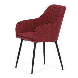 84x57x55 cm x2 chaises de salle à manger rembourrées en tissu rouge, design industriel, pieds en métal noir (DCL221RED2)