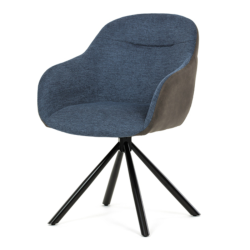 81x60x58 cm x2 chaises de salle à manger pivotantes 90° en tissu bleu, design industriel, pieds en métal noir (DCHY1143BLUE2)