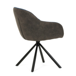81x60x58 cm x2 chaises de salle à manger pivotantes 90° en tissu bleu, design industriel, pieds en métal noir (DCHY1143BLUE2)