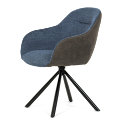 81x60x58 cm x2 chaises de salle à manger pivotantes 90° en tissu bleu, design industriel, pieds en métal noir (DCHY1143BLUE2)