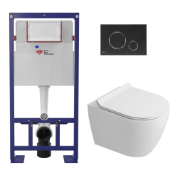 Pack WC bâti-support + WC sans bride Ceramia PixL avec abattant SoftClose + plaque noir (STCEPXWT01-FR)