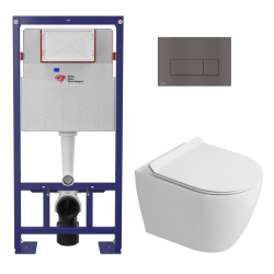 Pack WC bâti-support + WC sans bride Ceramia PixL avec abattant SoftClose + plaque noir (STCEPXWT01-FR)