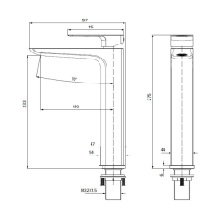  Brevis mitigeur lavabo haut à levier, sans vidage, chrome (SATBSBRE285)