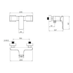  Brevis mitigeur de douche mural 150 mm à levier, sans ensemble de douche, noir mat (SATBSBRE268C)