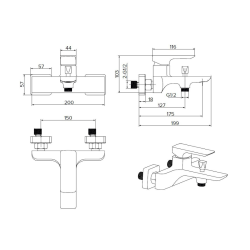 Brevis mitigeur baignoire mural à levier 150 mm, sans ensemble de douche, chrome (SATBSBRE222)
