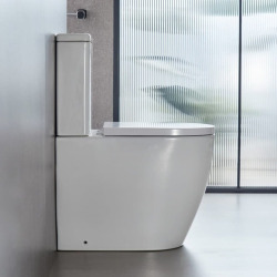 Fusion WC à poser combiné sans bride en céramique avec abattant SoftClose, rinçage Vortex, blanc (SATFUS031RTORVP)