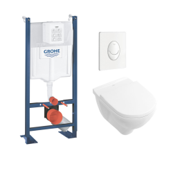 Pack WC Rapid SL autoportant + cuvette Villeroy&Boch O.Novo + plaque Skate Air blanche (ProjectO.Novo-3)