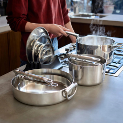 Space Steel batterie de cuisine de 5 pièces en acier inoxydable, gris (1000032)