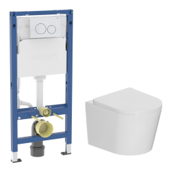 Duofix pack WC bâti-support + WC suspendu sans bride Ceramia avec abattant SoftClose + plaque (GEBCE14WT01-FR)