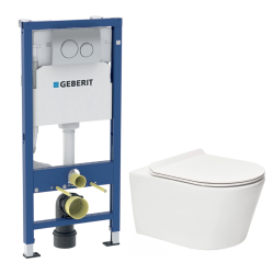 Solido pack WC kit bâti-support 4 en 1 + WC suspendu sans bride Ceramia avec abattant SoftClose + plaque (GRRCEPXWT14-FR)