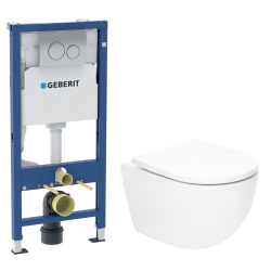 Pack WC bâti ECO 2L Swiss Aqua Technologies + cuvette suspendu Swiss Aqua Technologies + plaque blanche (STESTFUWT01-FR)