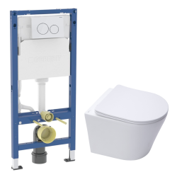 Solido pack WC kit bâti-support 4 en 1 + WC suspendu sans bride Ceramia avec abattant SoftClose + plaque (GRRCEPXWT14-FR)